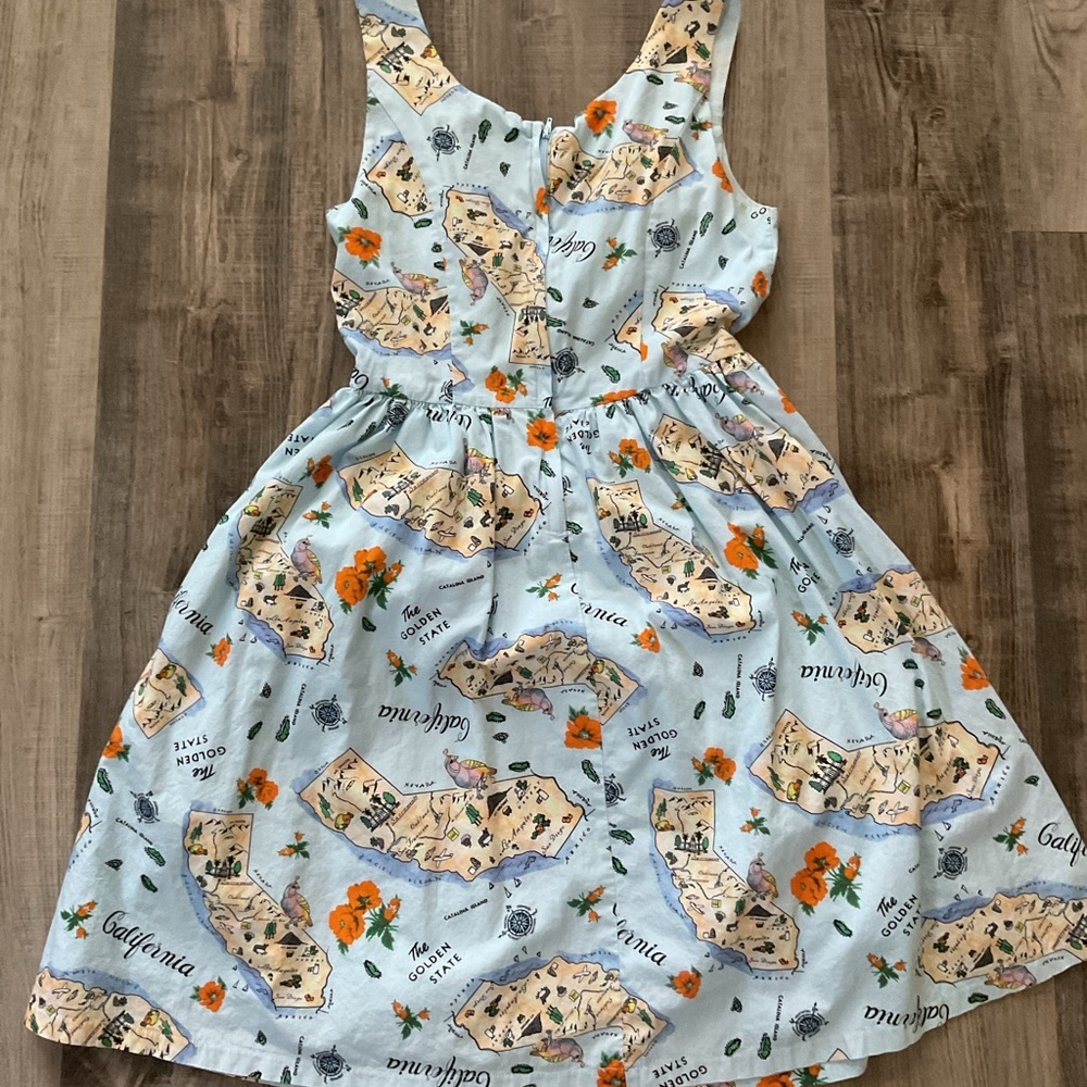 ModCloth The Golden State California Print Novelty Fit & Flare Dress Size S - Picture 7 of 7